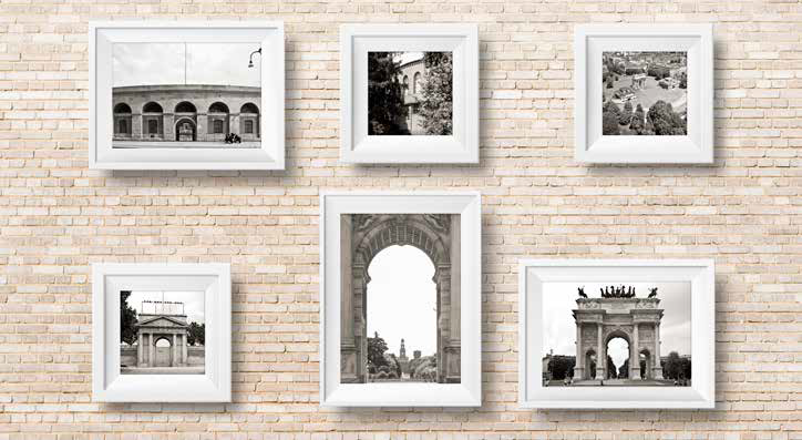 Quadri fotografici su parete in mattoni